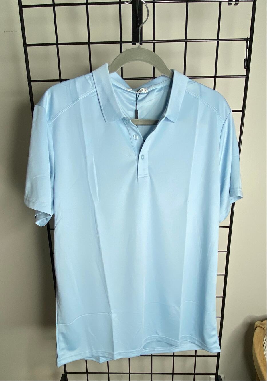 NWT, Pinspark Polo Shirt, Work-Active Wear Quick Dry, Light Baby Blue, Medium